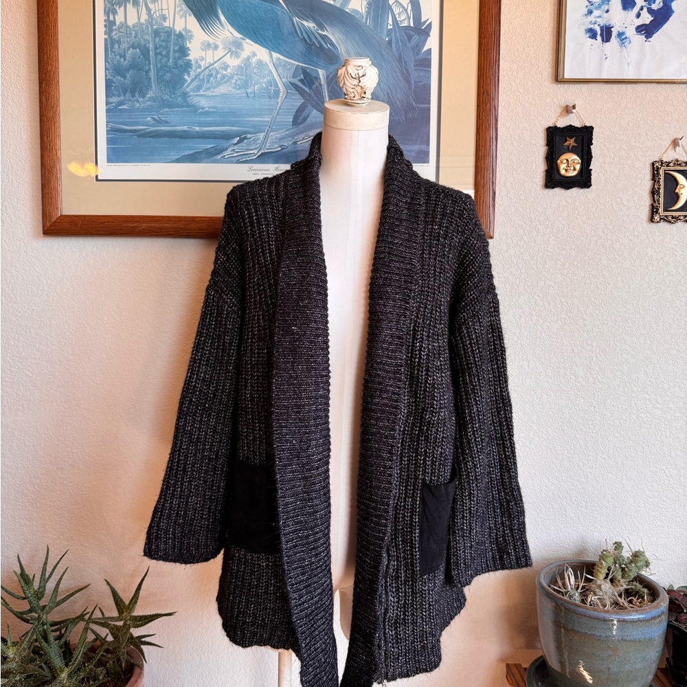 Vici Black Marled Open Front Cardigan